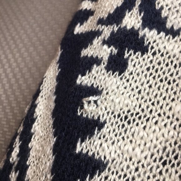 Arizona Jean Co Women Ivory/Blue Open Front Knit Cardigan Sweater Size Medium - Picture 7 of 11